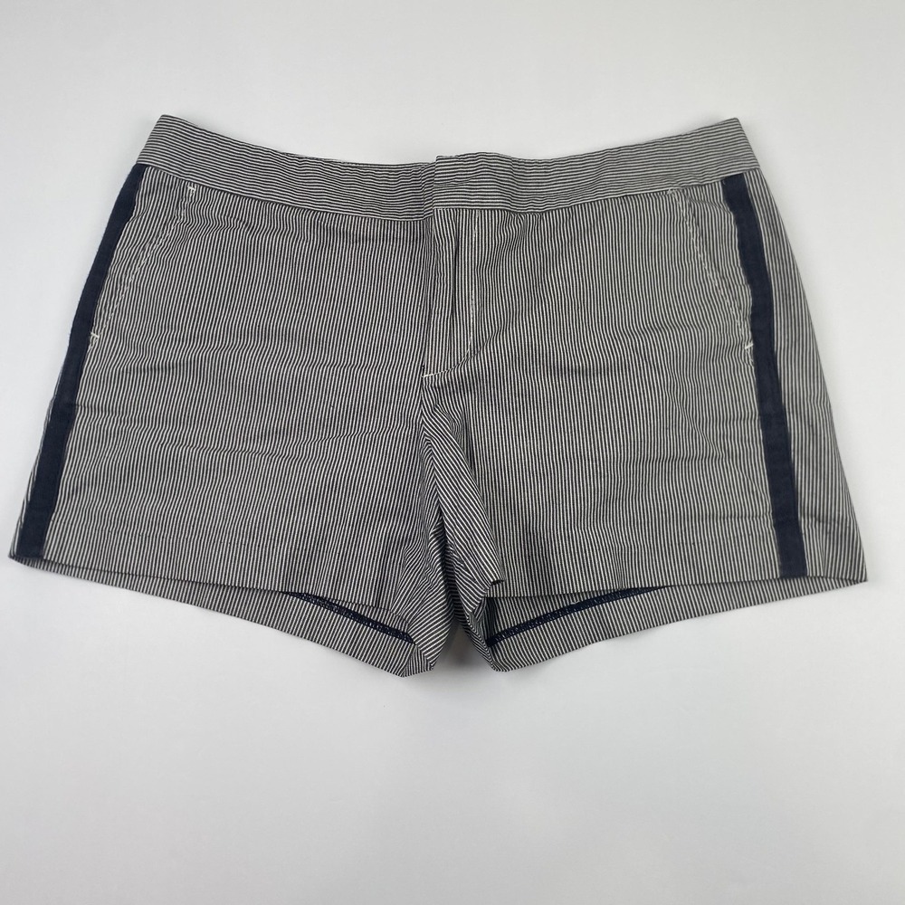 Tommy Hilfiger Shorts Womens 16 (37x6) Blue Striped Chino Cotton Logo Casual